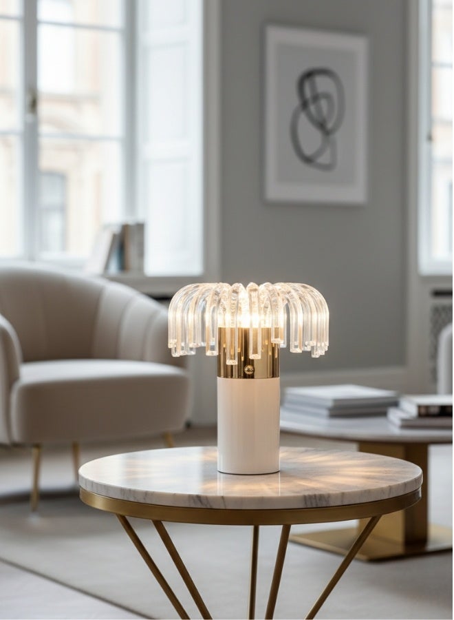 Crystal LED Touch Table Lamp – Portable and USB Rechargeable Table Lamp with Adjustable Brightness Levels (White, Neutral, Warm Light), Perfect for Bedroom, Living Room, Office, Patio, and Balcony, Stylish and Modern Design, 1200mA Battery, 7W Power, Long Lifespan up to 10,000 Hours, Size 16.5x16.5x19 cm - Image 2